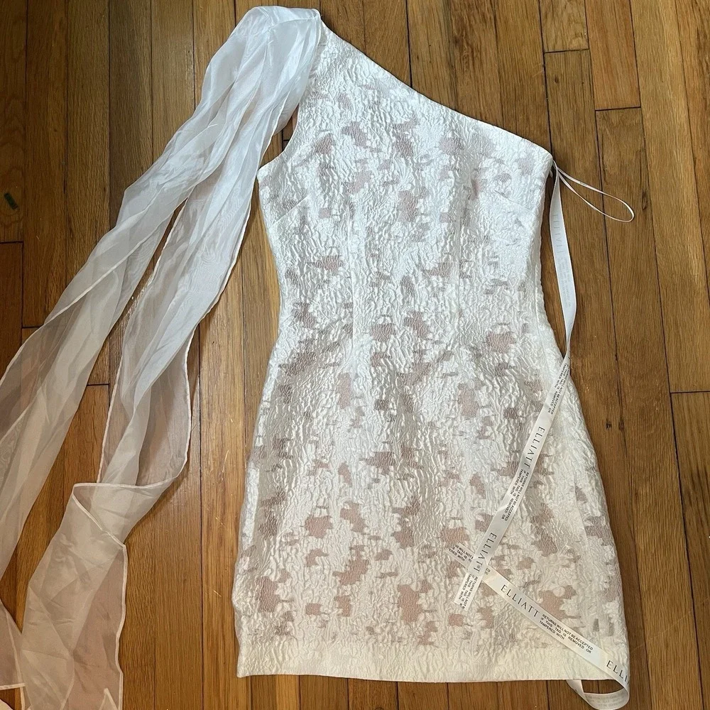 NWT Elliatt XXS Ivory April Cocktail Wedding Mini Dress One Shoulder Elegant NEW